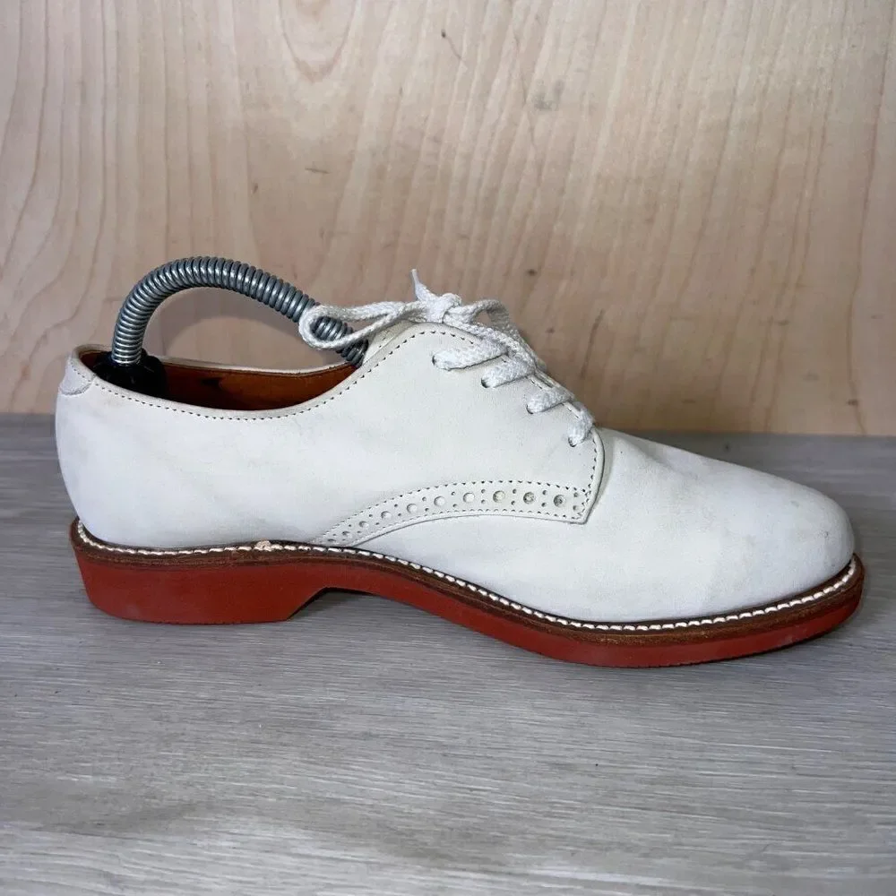 Brooks Brothers Cream Suede Oxfords W3005 Women's 6.5 (Narrow AA)‎